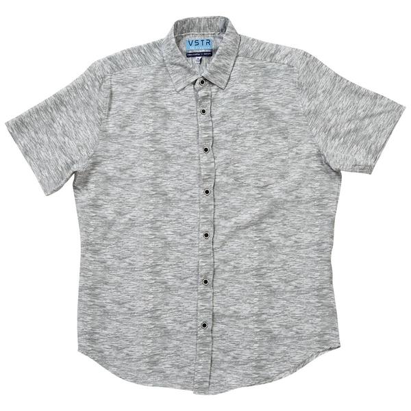 Young Mens VSTR Space Dye Stretch Button Down Shirt - Light Grey - image 