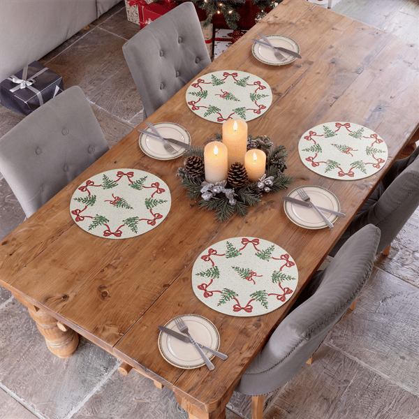 Avanti Bows & Trees Round Placemats - Set of 4