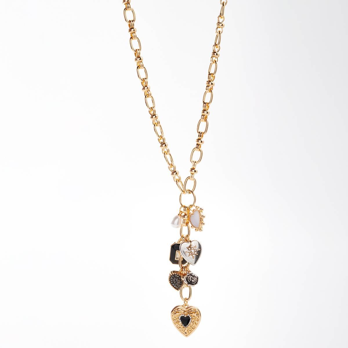 Ashley Gold-Tone Heart Shape Charm Necklace
