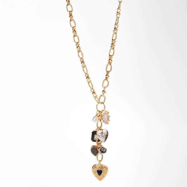 Ashley Gold-Tone Heart Shape Charm Necklace - image 