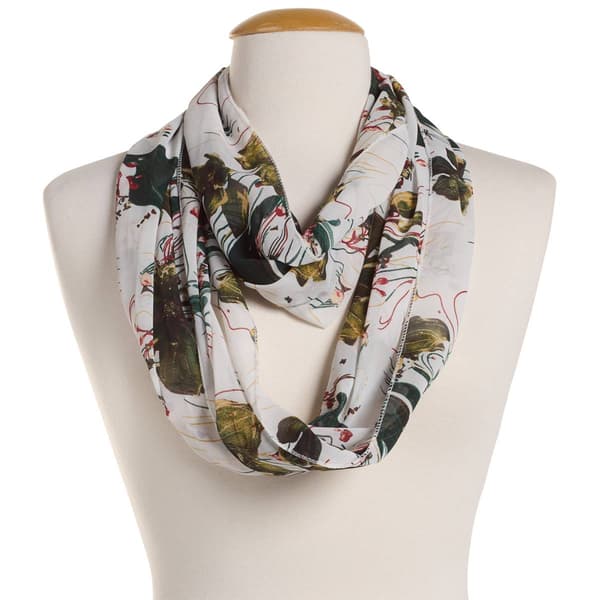 Womens Renshun Floral Pearl Silky Infinty Scarf - image 