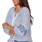 Petite Ruby Rd. French Riviera Seersucker Tie Front Blouse - image 5