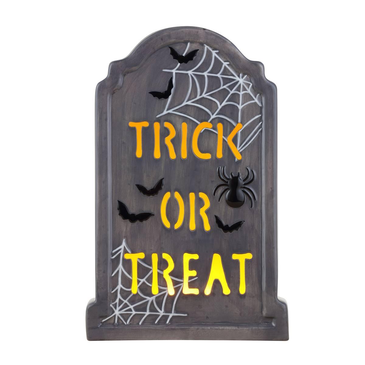 Mr. Halloween Ceramic LED Tombstone - Trick or Treat