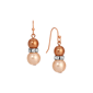 1928 Copper-Tone Multi-Color Faux Pearl Bead Drop Earrings - image 1