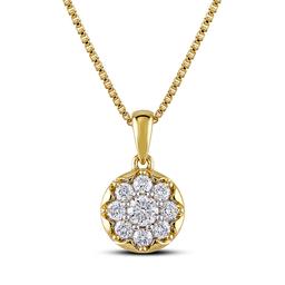 Nova Star(R) Yellow Gold 1/4ctw. Lab Grown Diamond Flower Pendant