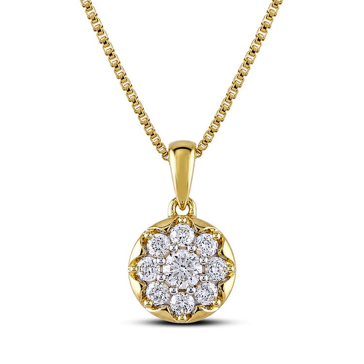 Nova Star(R) Yellow Gold 1/4ctw. Lab Grown Diamond Flower Pendant