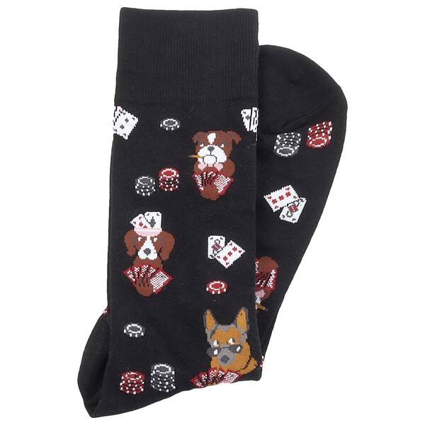 Mens Davco Dogs Playing Cards Novelty Crew Socks - image 