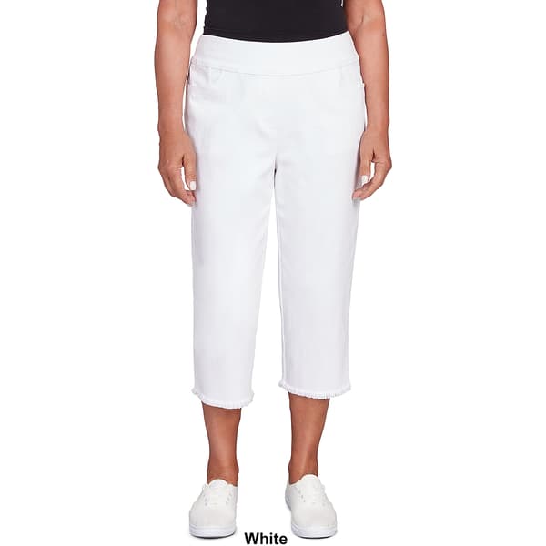 Petite Alfred Dunner Classics Neutral Denim Fringe Capri Pants