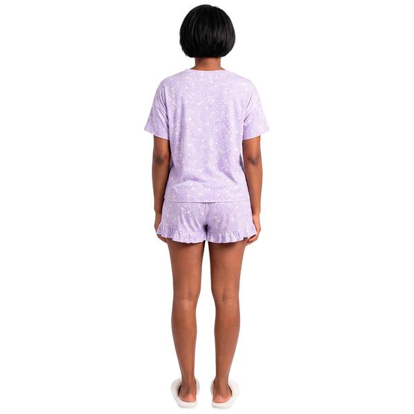 Womens HUE Purple Printed Oversized Pajama Set
