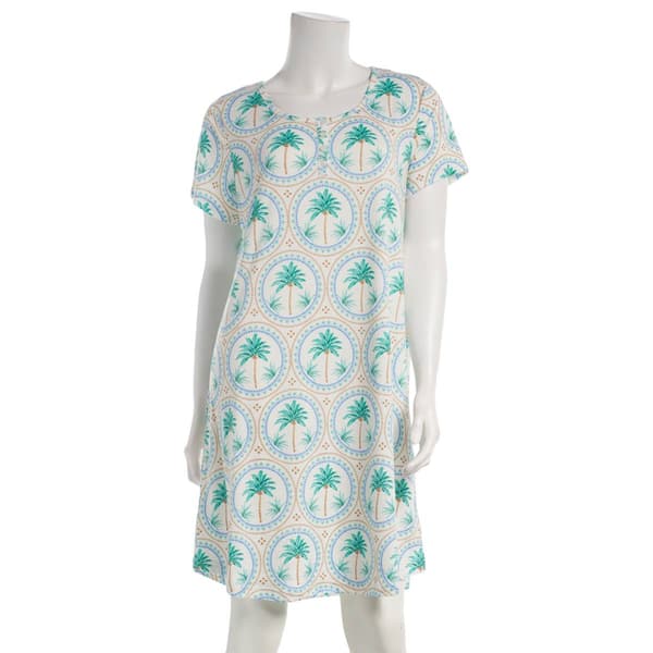 Plus Size MUK LUKS(R) Short Sleeve Lotus Palm Tile Nightshirt