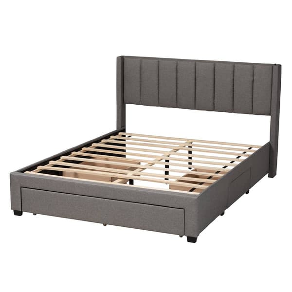 Baxton Studio Coronado Grey Fabric 3-Drawer Storage Platform Bed