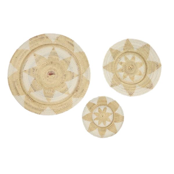 9th & Pike&#40;R&#41; Star Design Wicker Basket Trays Wall Decor - Set of 3