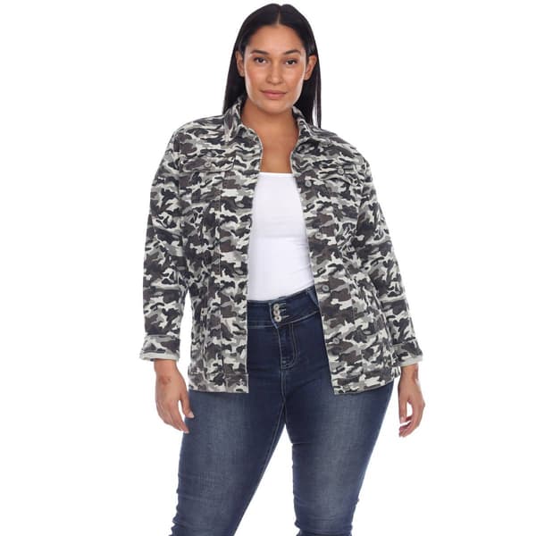 Plus Size White Mark Camo Denim Jacket - image 