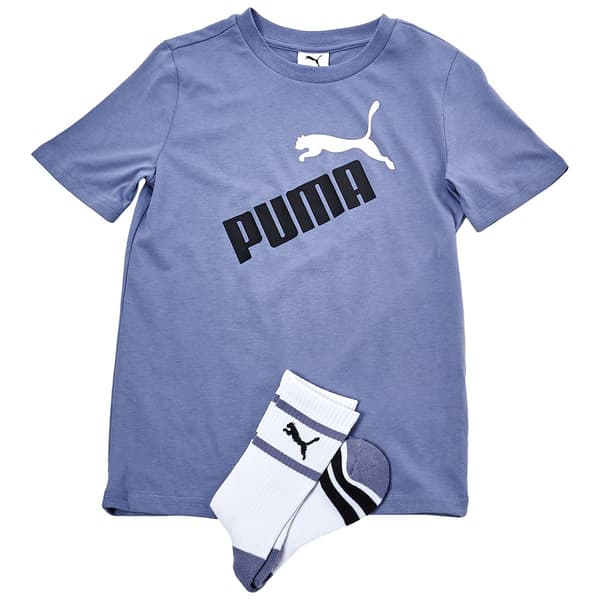 Boys (8-20) Puma(R) Tee & Crew Sock Set - Grey Sky - image 