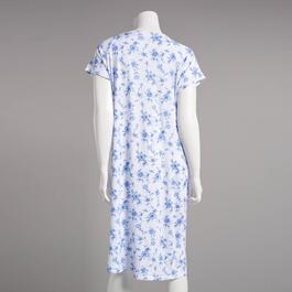 Womens Laura Ashley&#174; Short Sleeve Floral Henley Nightgown