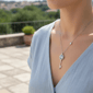 Saffron 1ctw. Turquoise Moissanite Key Pendant Necklace - image 2