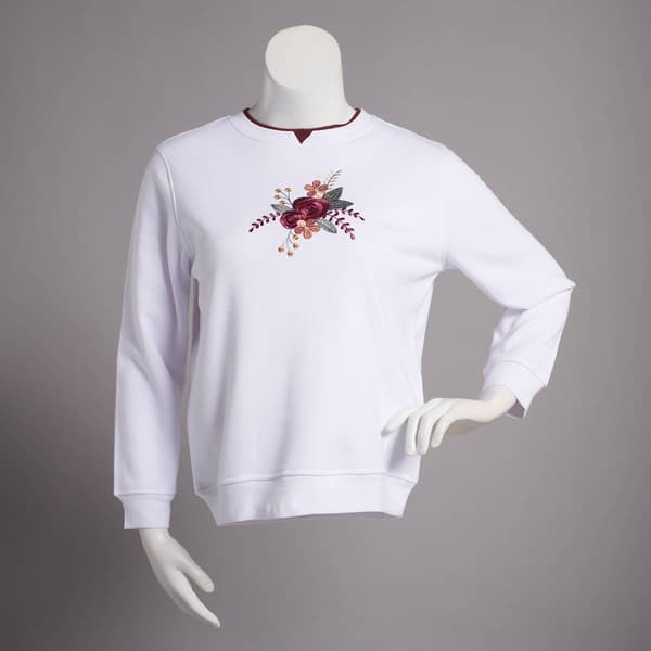 Plus Size Hasting & Smith Embroidered Floral Cluster Sweatshirt - image 