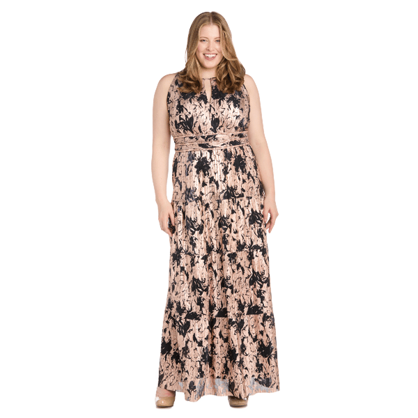 Plus Size R&M Richards Sleeveless Foil Evening Gown