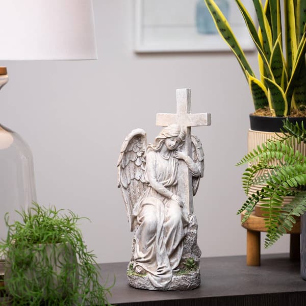 Northlight Seasonal Angel With Cross Memorial Statue