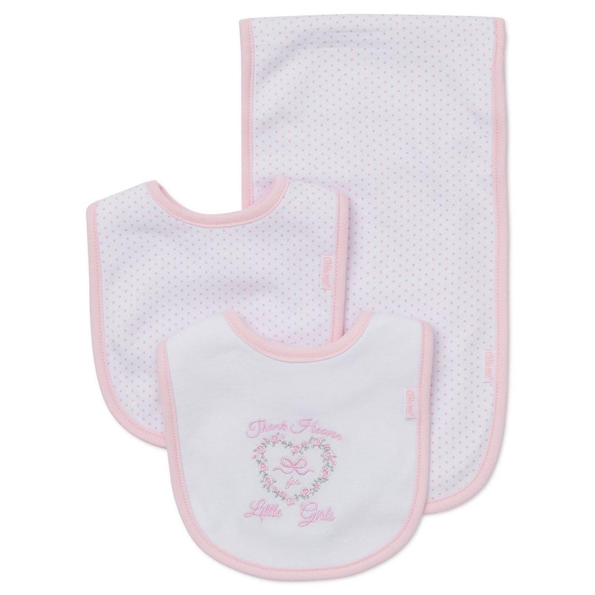 Baby Girl Little Me® Thank Heaven Bib & Burp Cloth Set