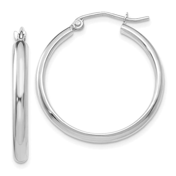 Gold Classics&#40;tm&#41; 14kt. White Gold 2.75mm Tube Hoop Earrings - image 