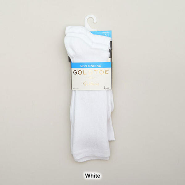 Womens Gold Toe&#174; 3pk. Non-Binding Ribbed Crew Socks