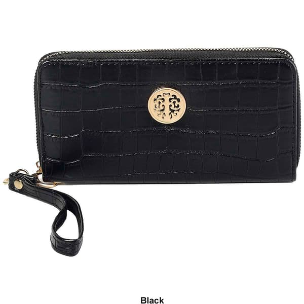 Womens Sasha Matte Croco Zip Around Wallet