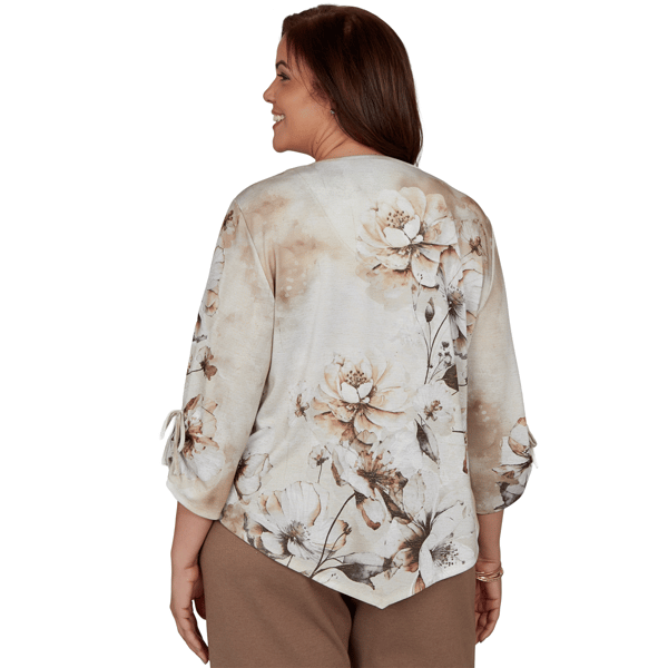 Plus Size Alfred Dunner Regent Street Tie Sleeve Floral Blouse