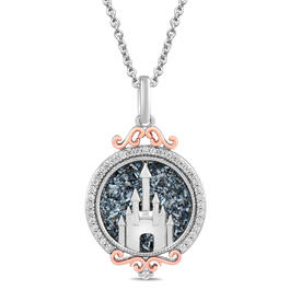 Sterling Silver 1/8cttw. Diamond Princess Pendant Necklace