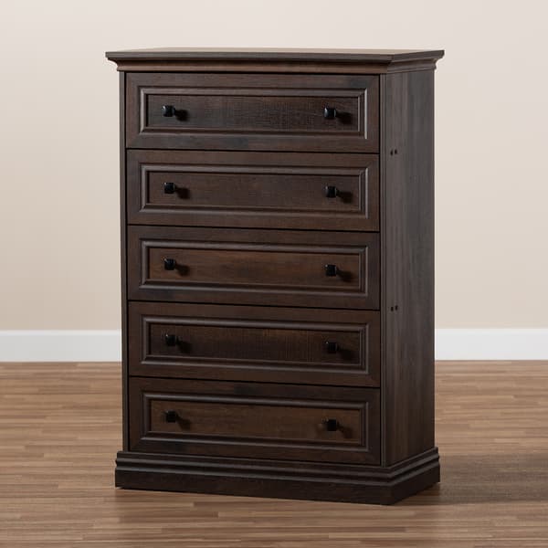 Baxton Studio Nolan 5 Drawer Wood Chest