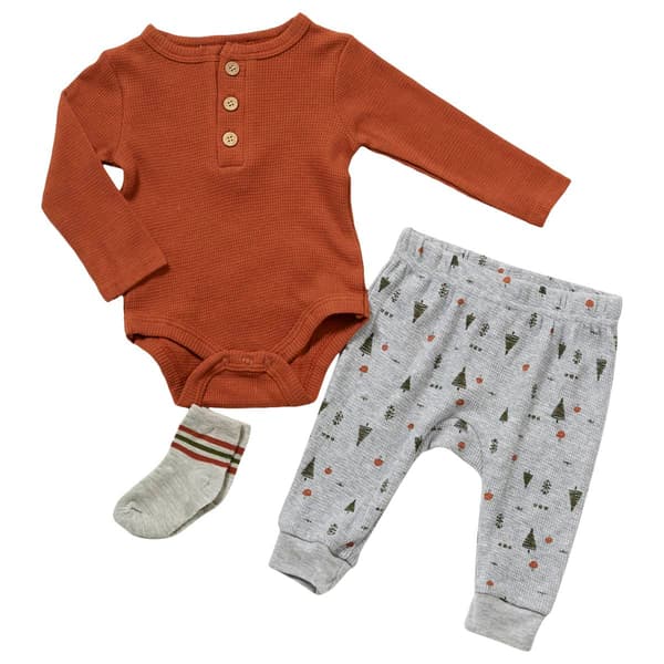 Baby Boy (NB9M) Bloomin Baby 3pc. Nature Boy Thermal Pants Set Boscov's