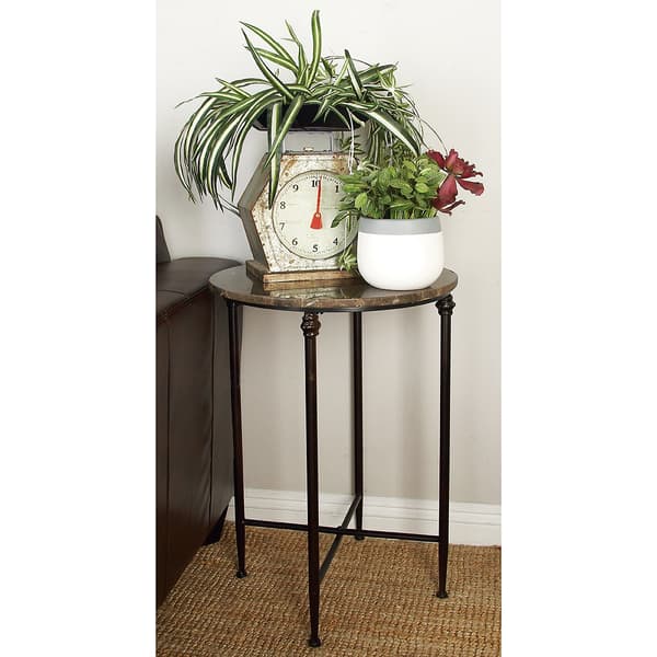 9th & Pike® Traditional Metal and Marble Accent Table