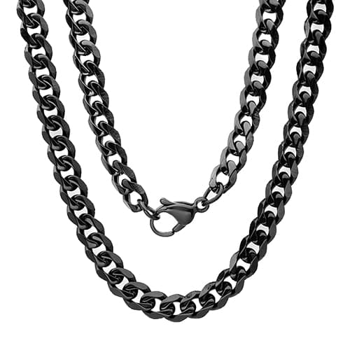 Mens Steeltime Black IP Curb Chain Necklace - image 