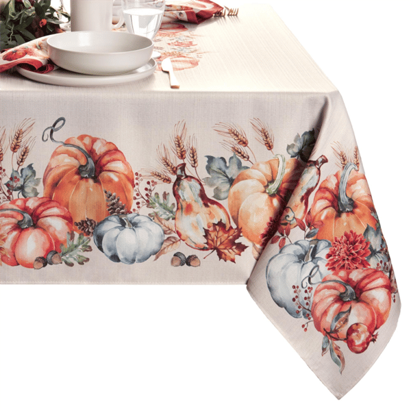 Threadmade Botanical Harvest Pumpkin Engineered Tablecloth