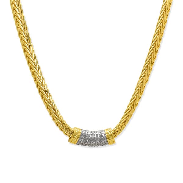 Gianni Argento Gold Plated 1/101ctw. Diamond Bar Necklace - image 