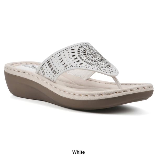 Womens Cliffs by White Mountain Cienna Wedge Thong Sandals