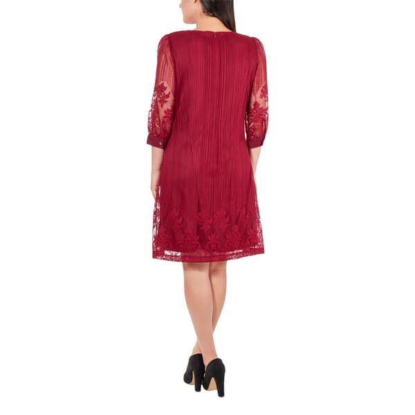 Womens NY Collection Lace 3/4 Sleeve Shift Dress