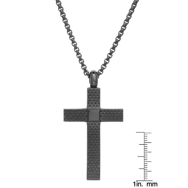 Mens Lynx Black Ion Plated Stainless Steel Lion Pendant Necklace
