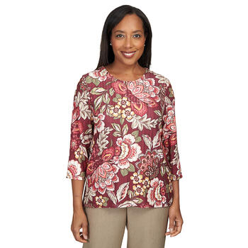 Petite Alfred Dunner Mulberry Street Jacobean Floral Blouse - Boscov's