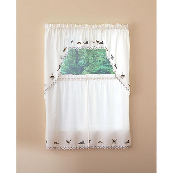 Cats Embroidered Valance - 58x12 - image 