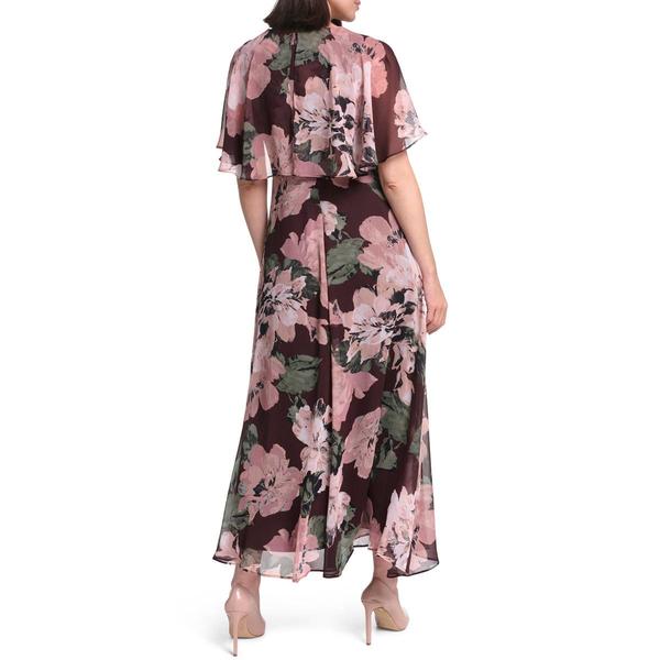 Womens Calvin Klein Flutter Sleeve Floral Chiffon Midi Dress
