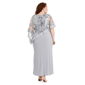 Plus Size R&M Richards Floral Sequin Poncho Overlay Sheath Dress - image 2