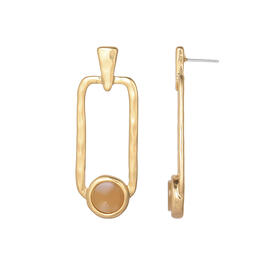 Bella Uno Worn Gold-Tone Rectangular Drop Dangle Earrings