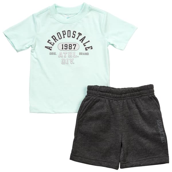 Toddler Boy Aeropostale Shirt And Shorts Set - Glacier/Charcoal - image 
