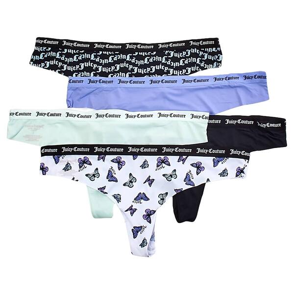 Juniors Juicy Couture 5pk. Micro Laser Thongs w/Logo JC8239-5PKDX - image 