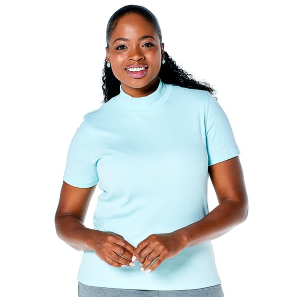 Women's plus size 2024 short sleeve mock turtleneck