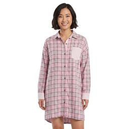Womens Jaclyn Long Sleeve Plaid Flannel Notch Collar Nightshirt