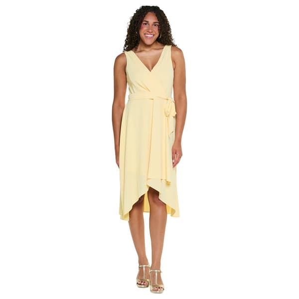 Womens Connected Apparel Sleeveless Solid Tulip Hem Wrap Dress - image 