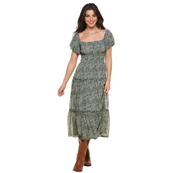 Juniors Trixxi Shadow Garden Off The Shoulder Midi Dress