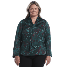 Plus Size Rafella Obscure Floral Patch Pocket Blouse Shirt